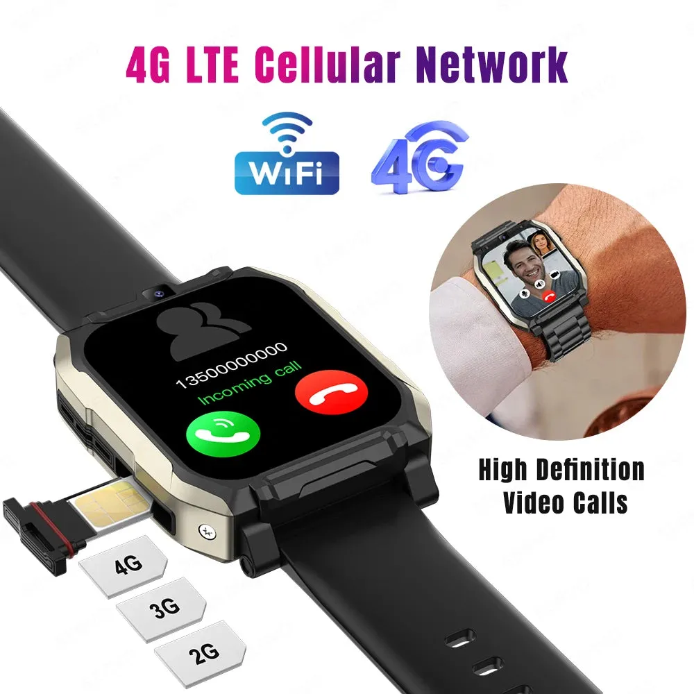 4G 128GB Smart Watch KOM8 SIM Card  Android HD Camera for Men Women Wifi GPS Google Play Store Call Music Face Recognition 2024