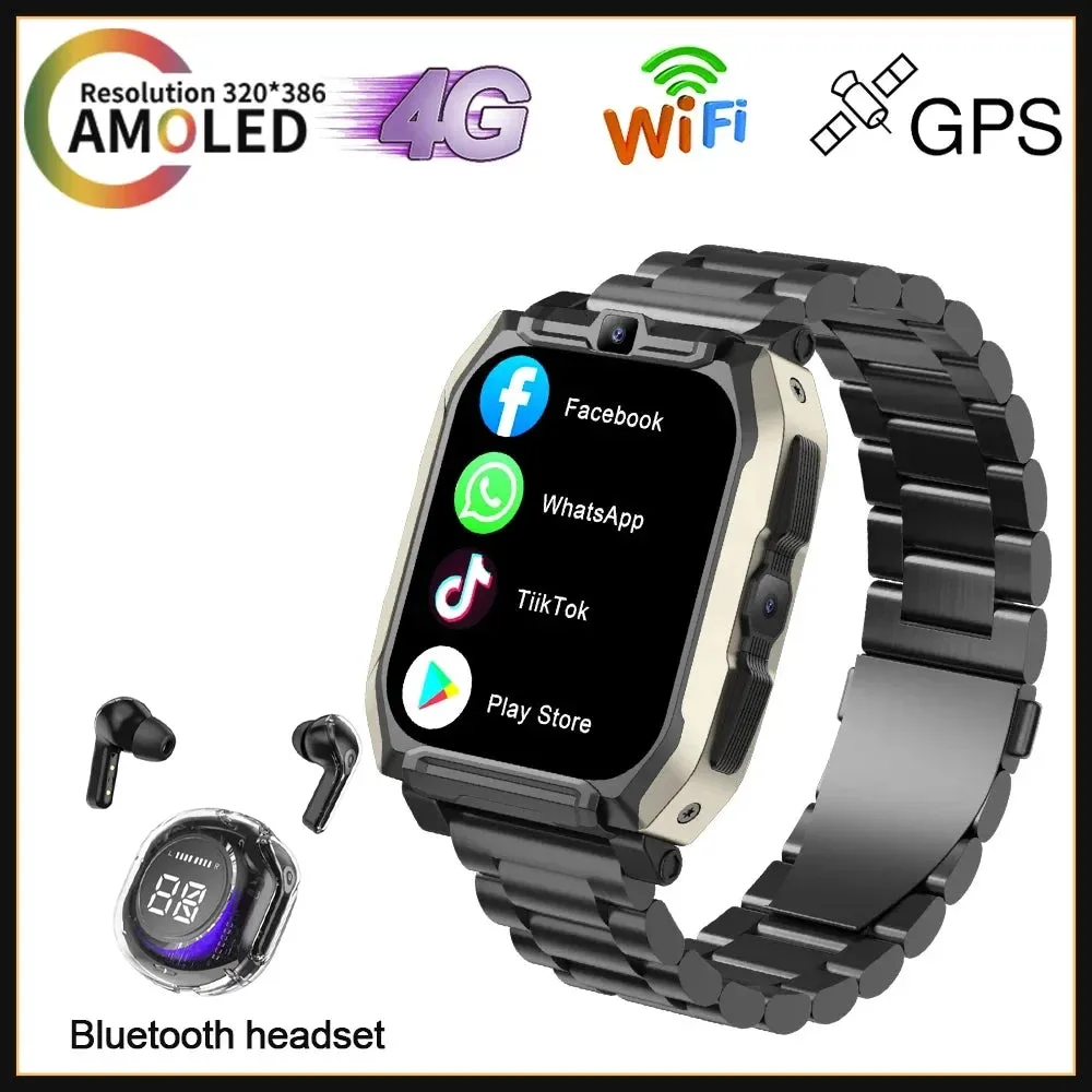 4G 128GB Smart Watch KOM8 SIM Card  Android HD Camera for Men Women Wifi GPS Google Play Store Call Music Face Recognition 2024