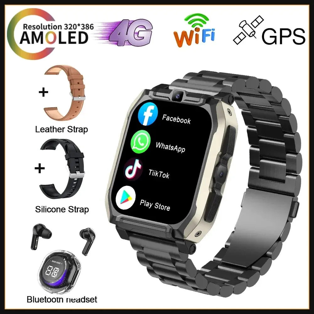 4G 128GB Smart Watch KOM8 SIM Card  Android HD Camera for Men Women Wifi GPS Google Play Store Call Music Face Recognition 2024