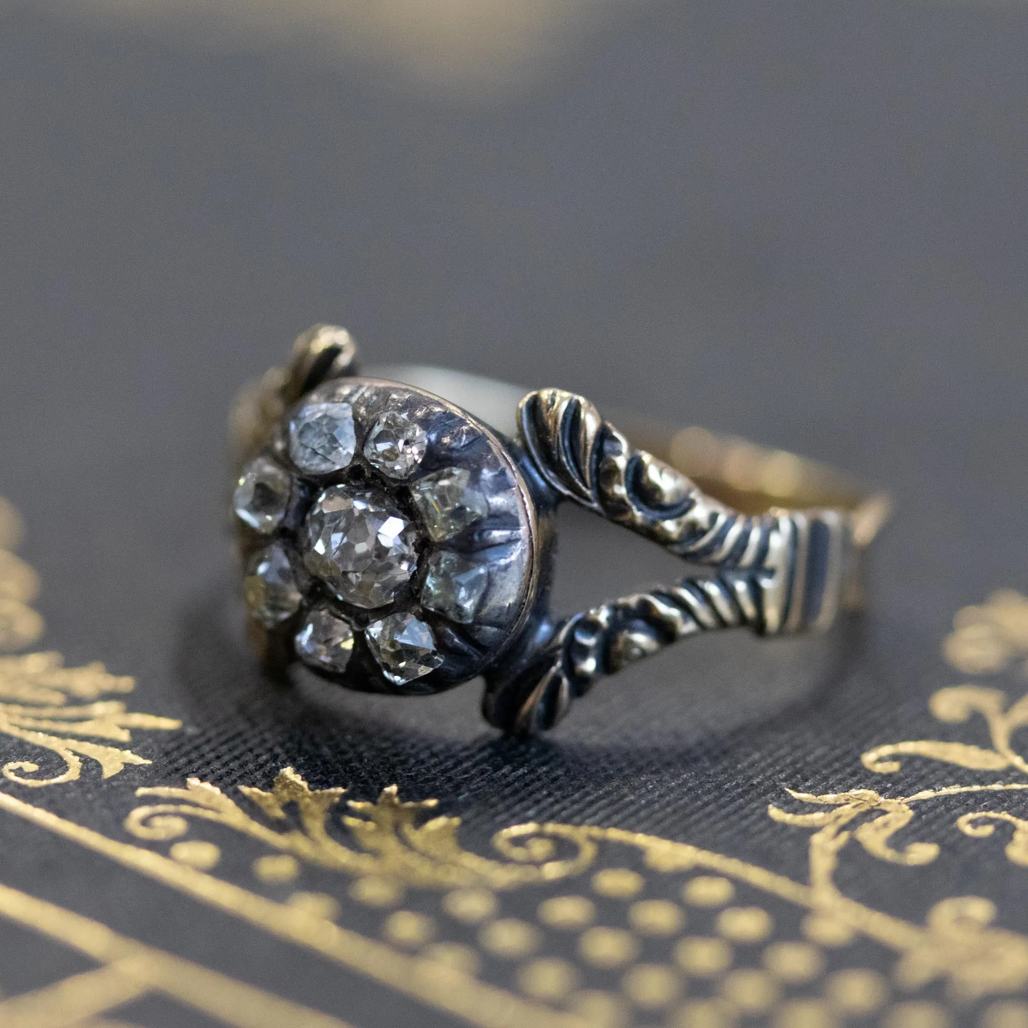 .58ctw Georgian Snake Motif Cluster Ring
