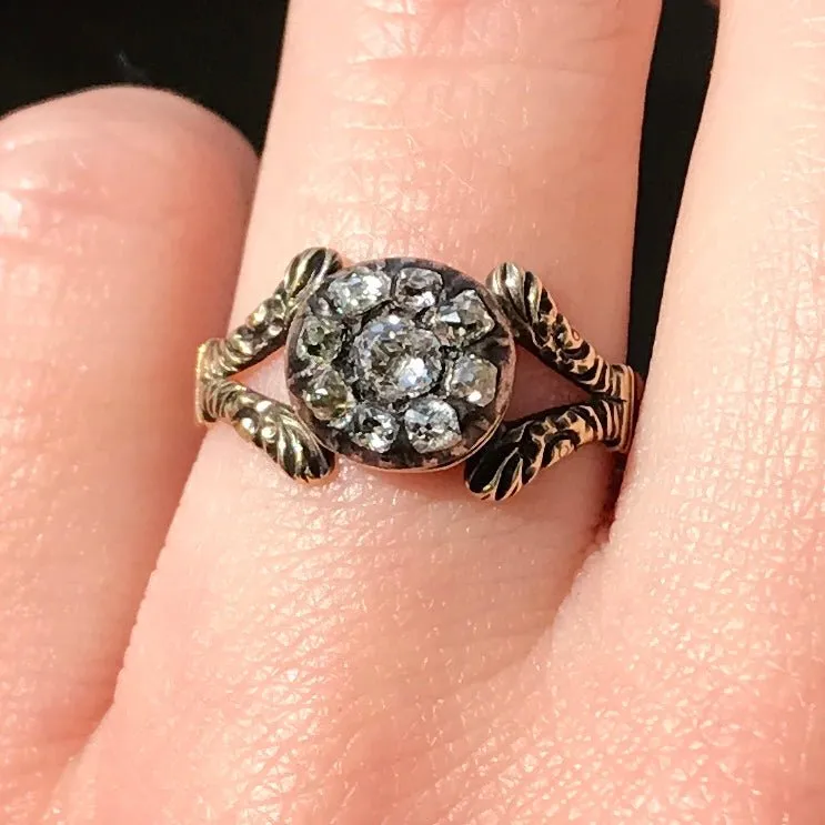 .58ctw Georgian Snake Motif Cluster Ring