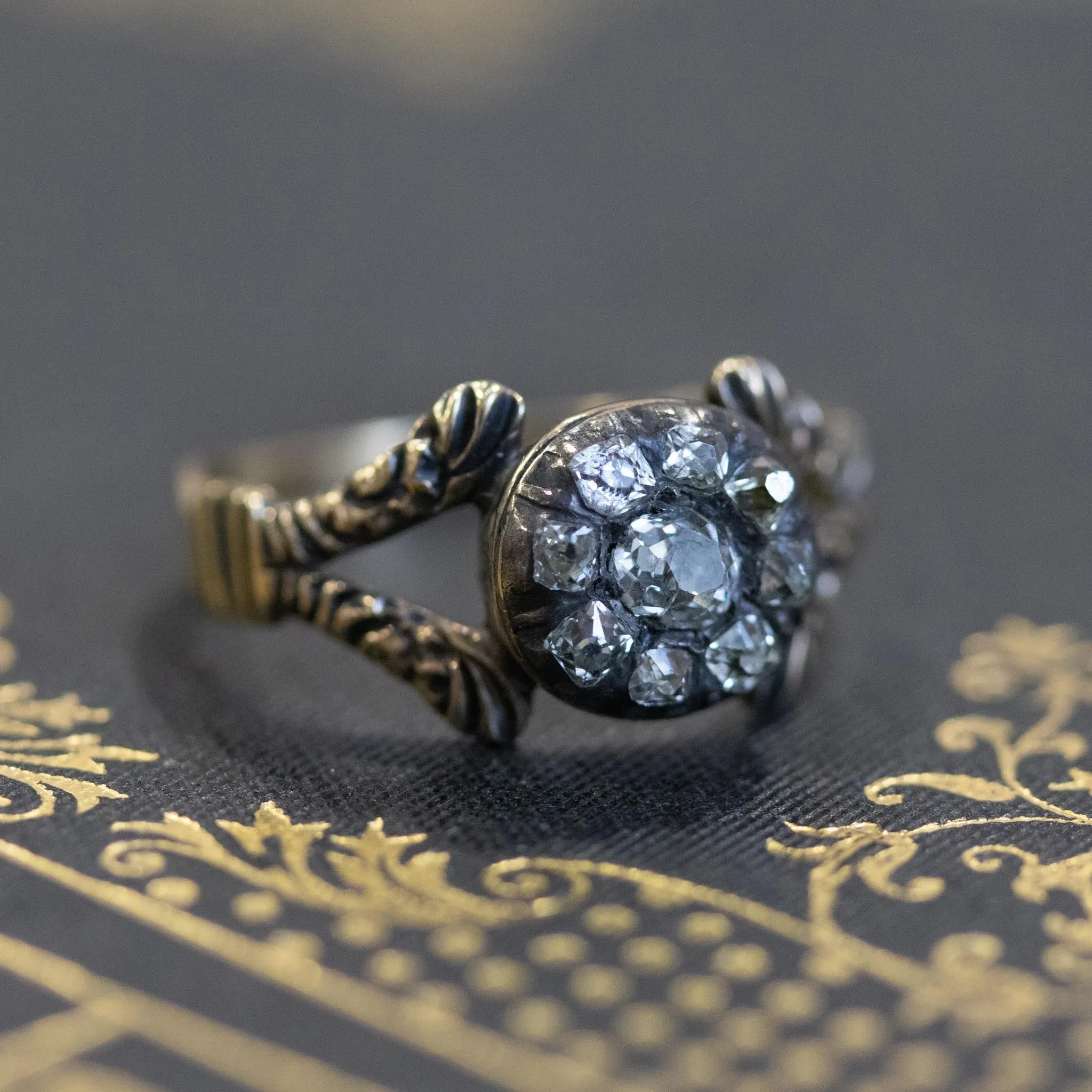 .58ctw Georgian Snake Motif Cluster Ring