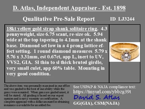 .67ct Vintage Round Brilliant Diamond Solitaire