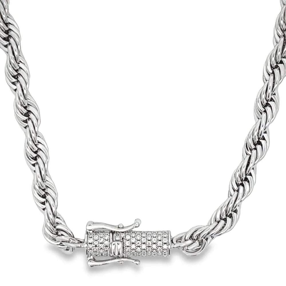 6MM Rope Chain With VVS Moissanite Lock
