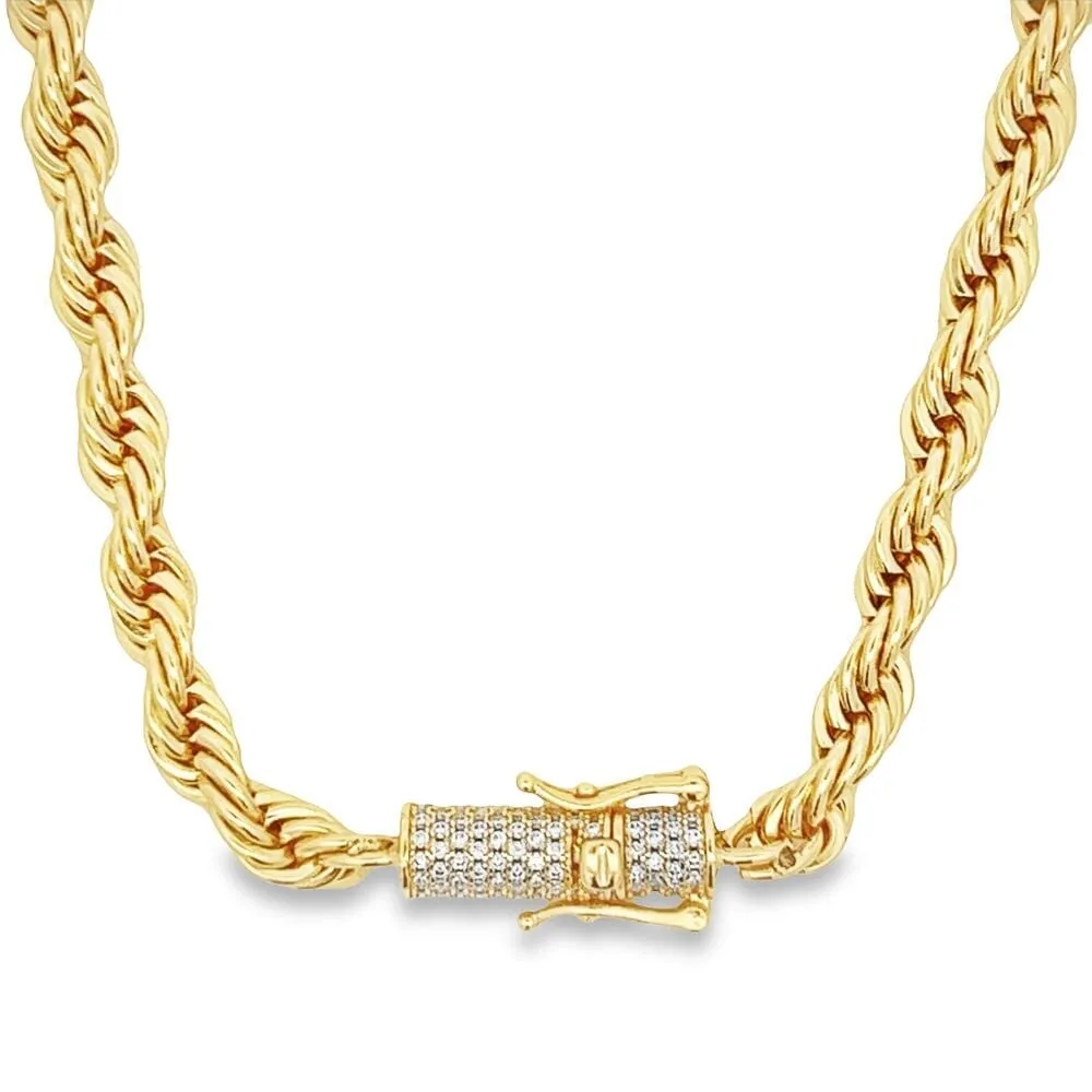 6MM Rope Chain With VVS Moissanite Lock