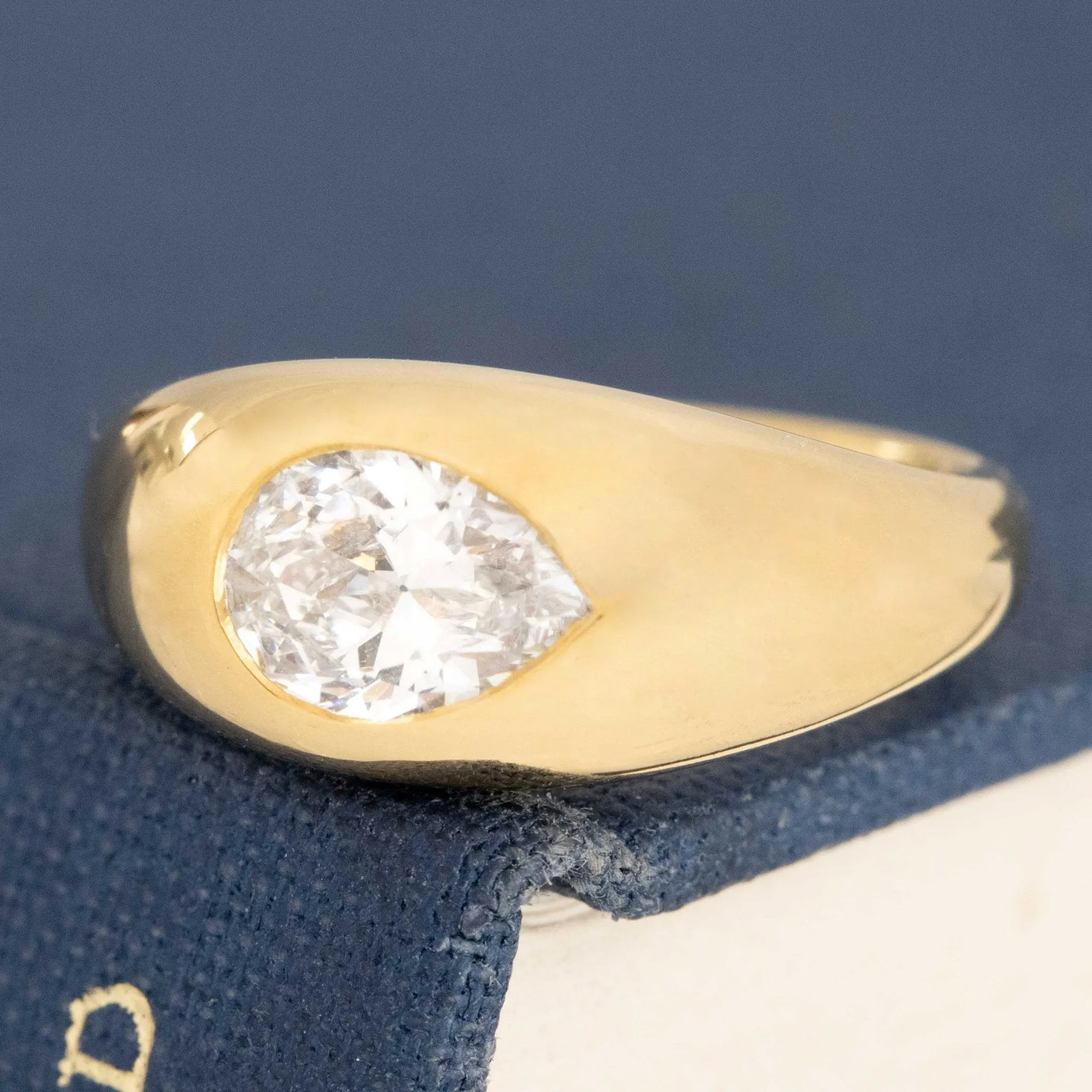 .72ct Pear Cut Diamond Bezel Ring, GIA F SI2