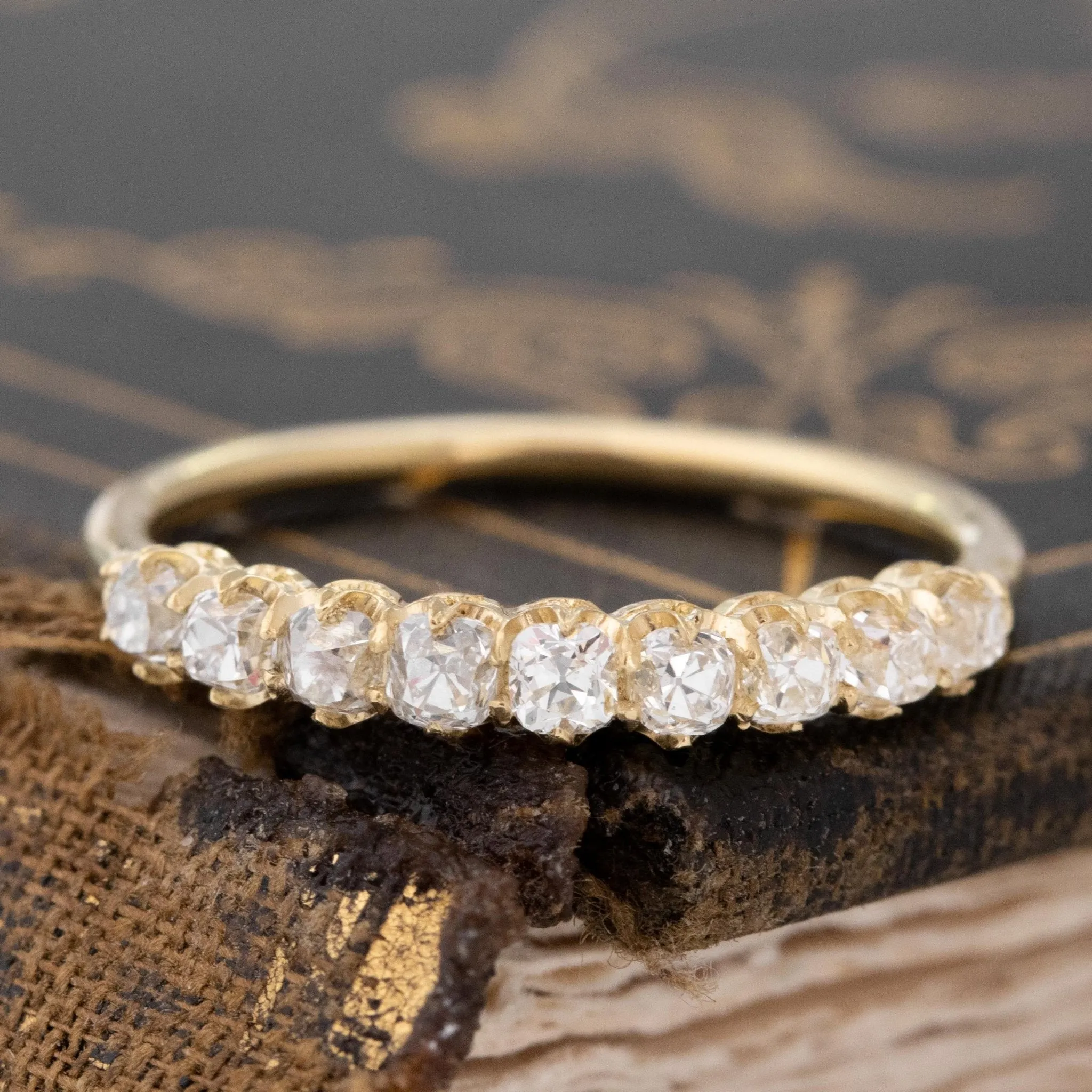 .73ctw Old Mine Cut Diamond Half-Hoop Band