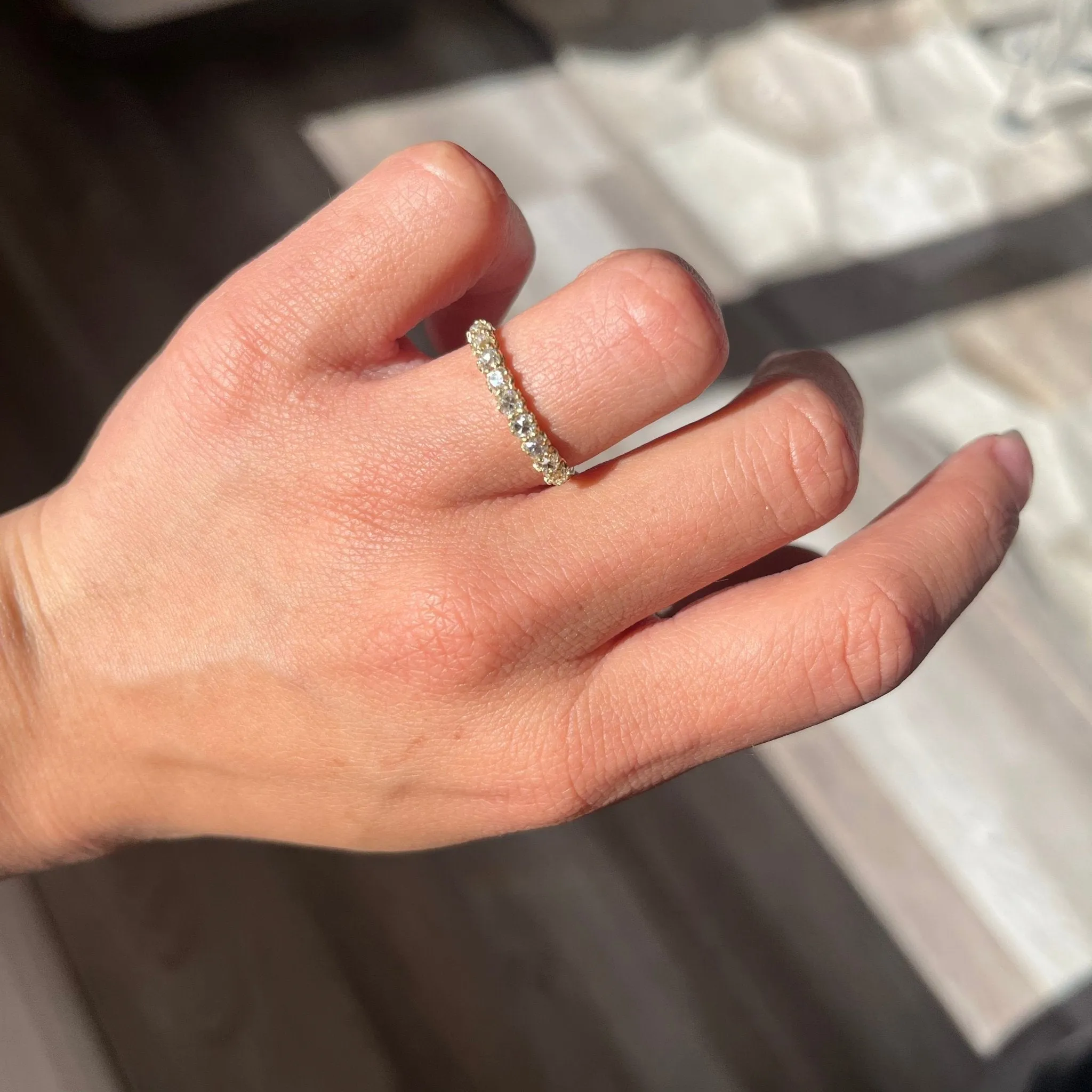 .73ctw Old Mine Cut Diamond Half-Hoop Band