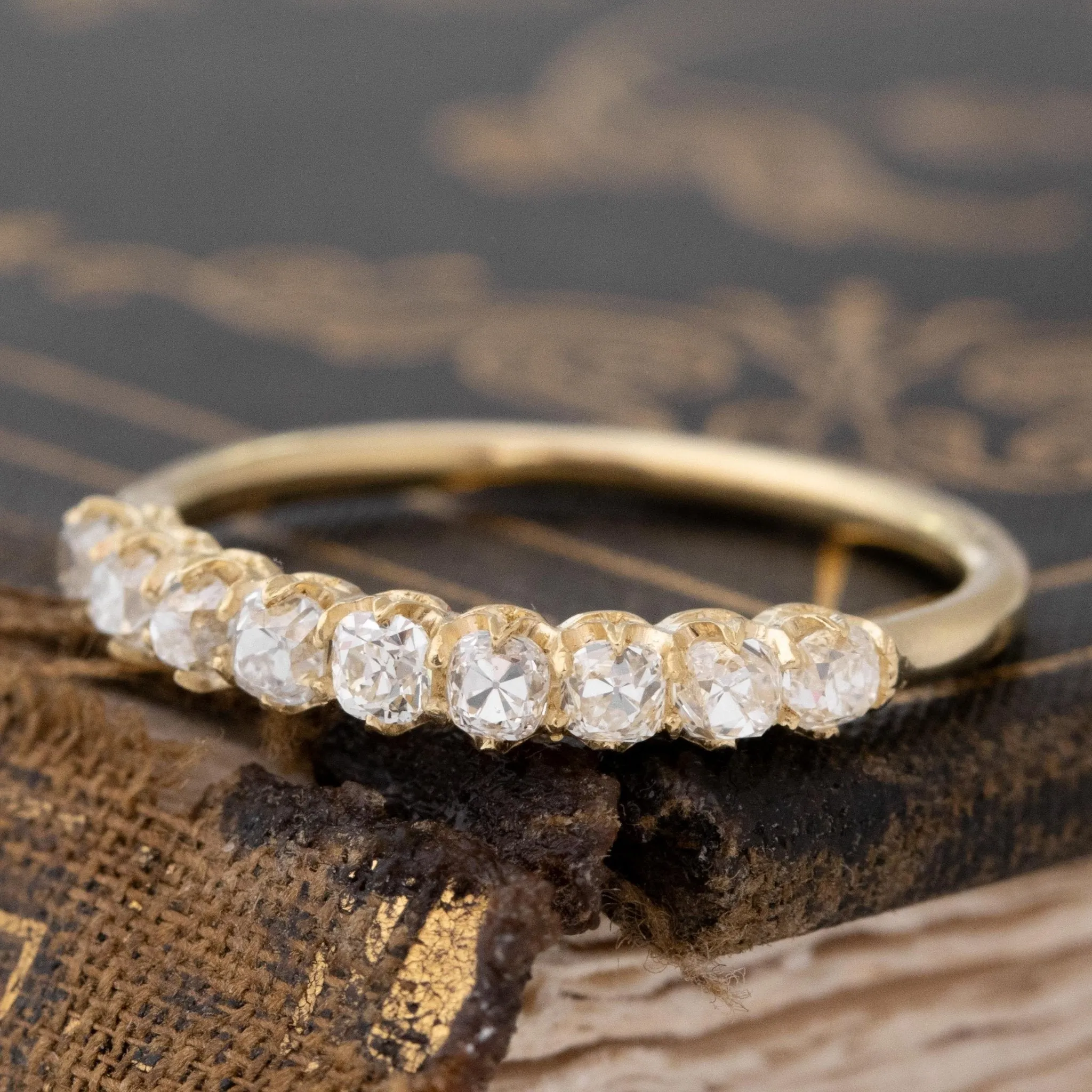 .73ctw Old Mine Cut Diamond Half-Hoop Band