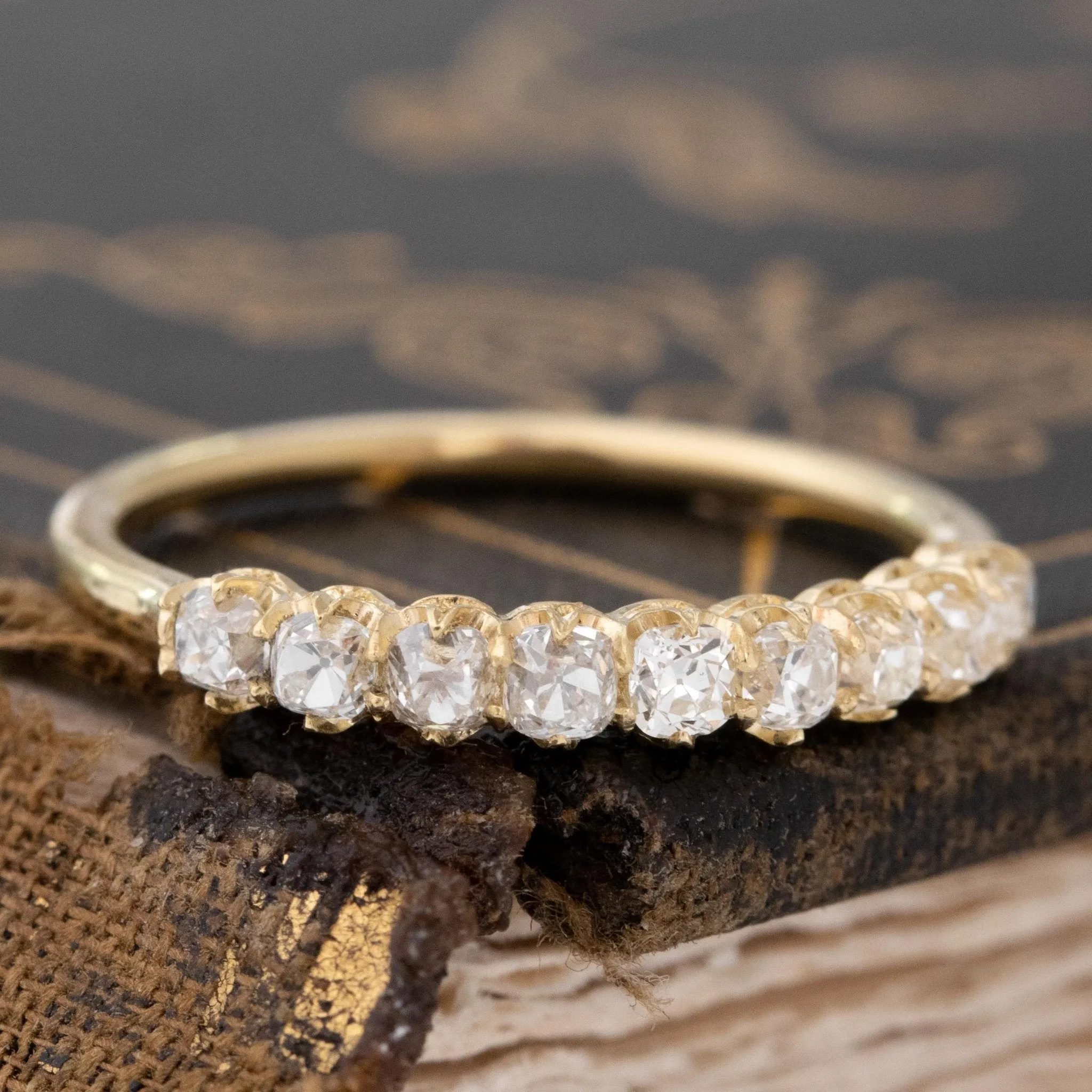 .73ctw Old Mine Cut Diamond Half-Hoop Band