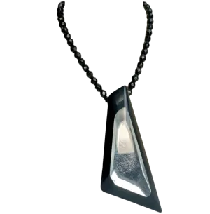 80s Black Bead Mirrored Statement Necklace