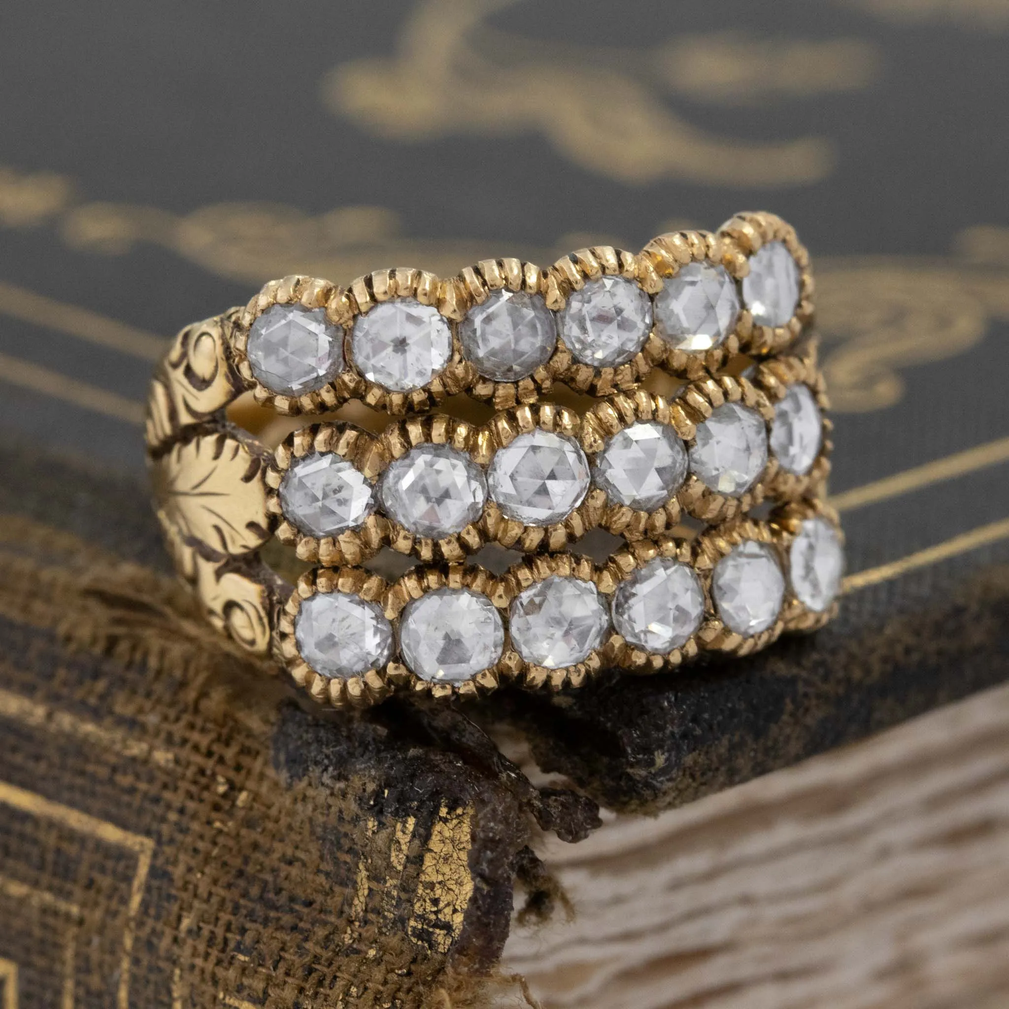 .85ctw Georgian Triple Row Rose Cut Band