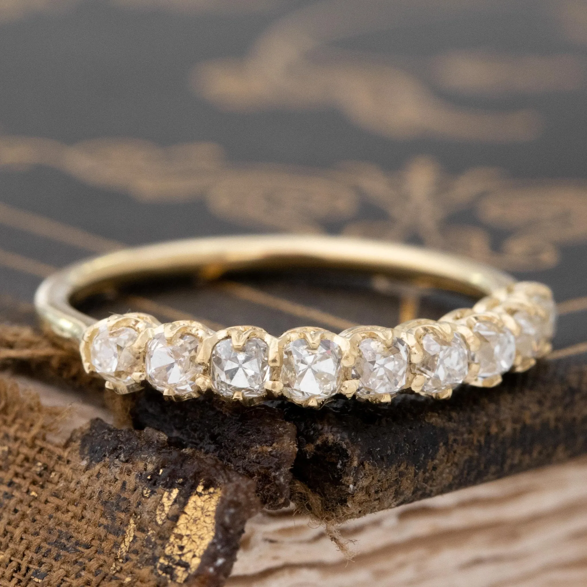 .89ctw Old Mine Cut Diamond Half-Hoop Band