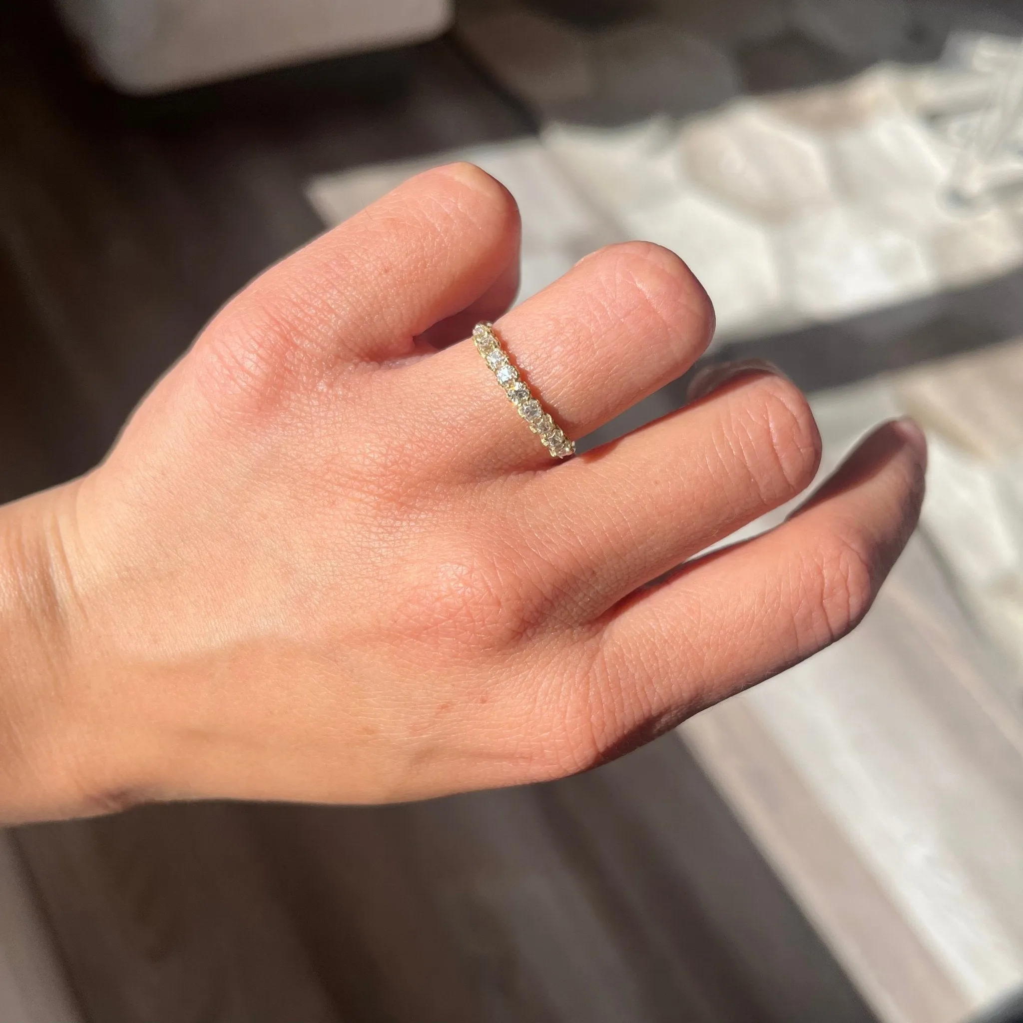 .89ctw Old Mine Cut Diamond Half-Hoop Band