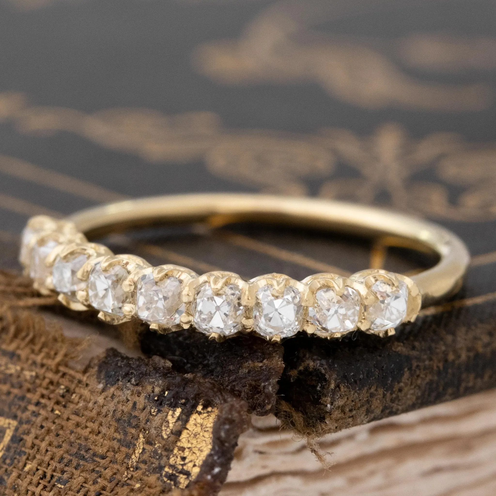 .89ctw Old Mine Cut Diamond Half-Hoop Band