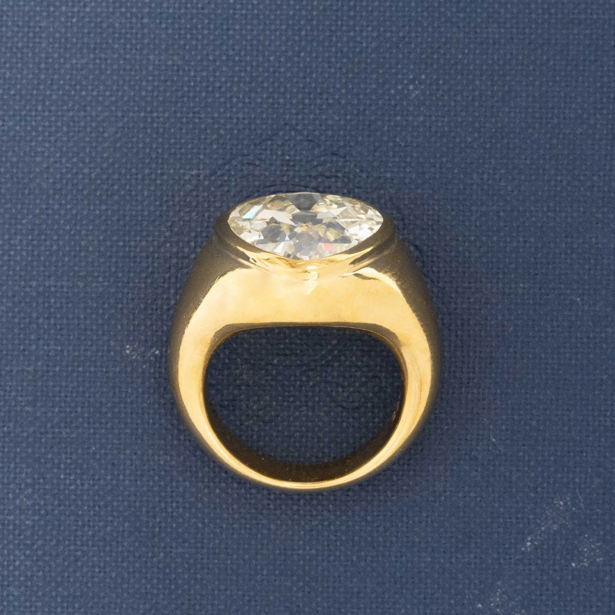 9.01ct Antique Pear Cut Diamond Bezel Solitaire, GIA