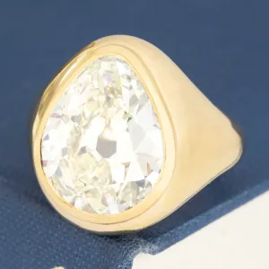 9.01ct Antique Pear Cut Diamond Bezel Solitaire, GIA