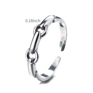 925 Silver Hollowed Chain Shape Ring Retro Style Stackable