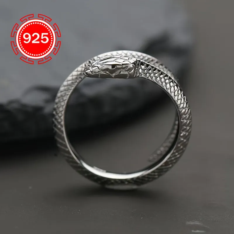 925 Silver Snake Shaped Ring Hip Hop Punk Niche Index Finger Ring