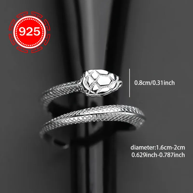 925 Silver Snake Shaped Ring Hip Hop Punk Niche Index Finger Ring