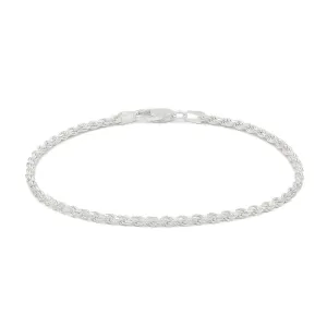 925 Sterling Silver Solid Rope 2.5mm Diamond Cut ITProLux Bracelet