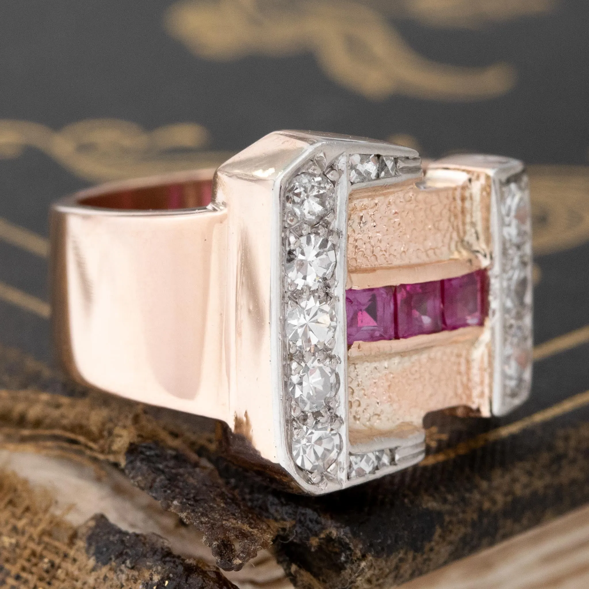 .97ctw Diamond & Ruby Buckle Ring
