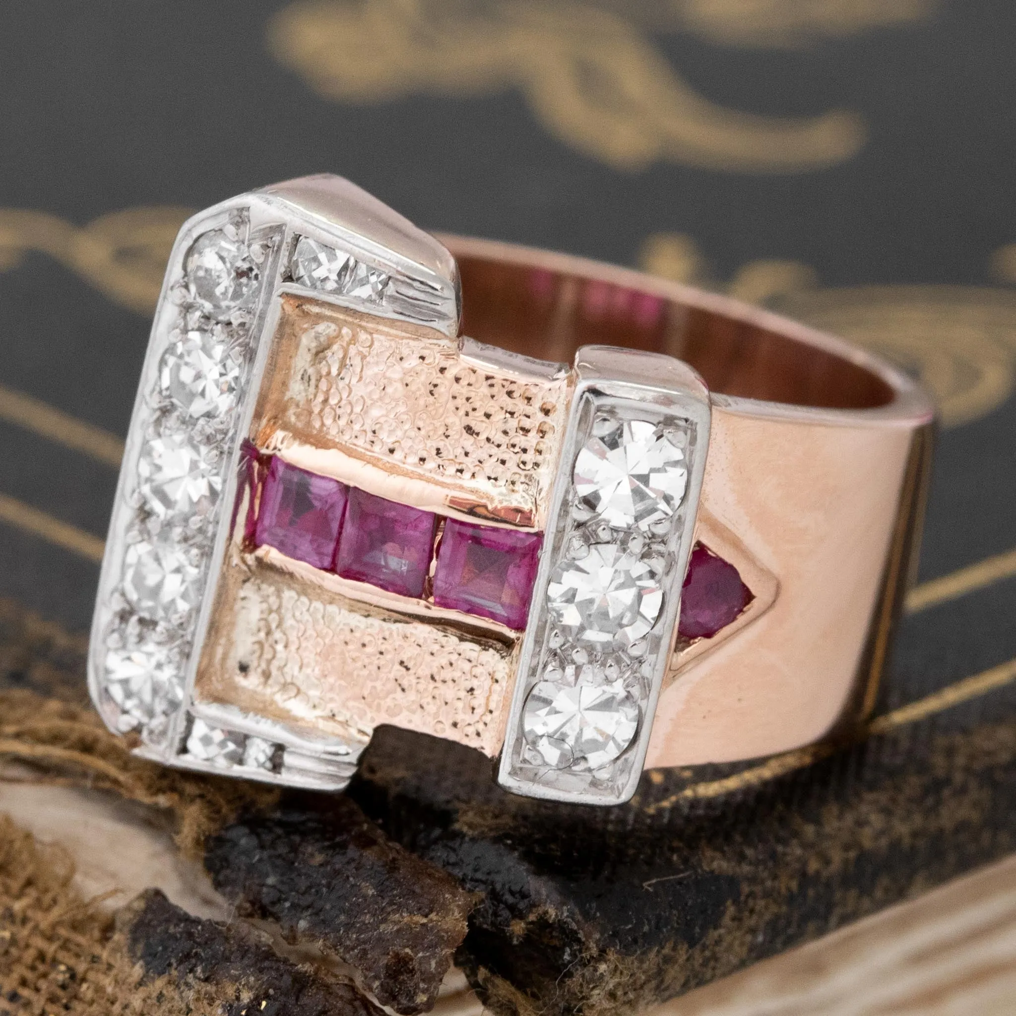 .97ctw Diamond & Ruby Buckle Ring