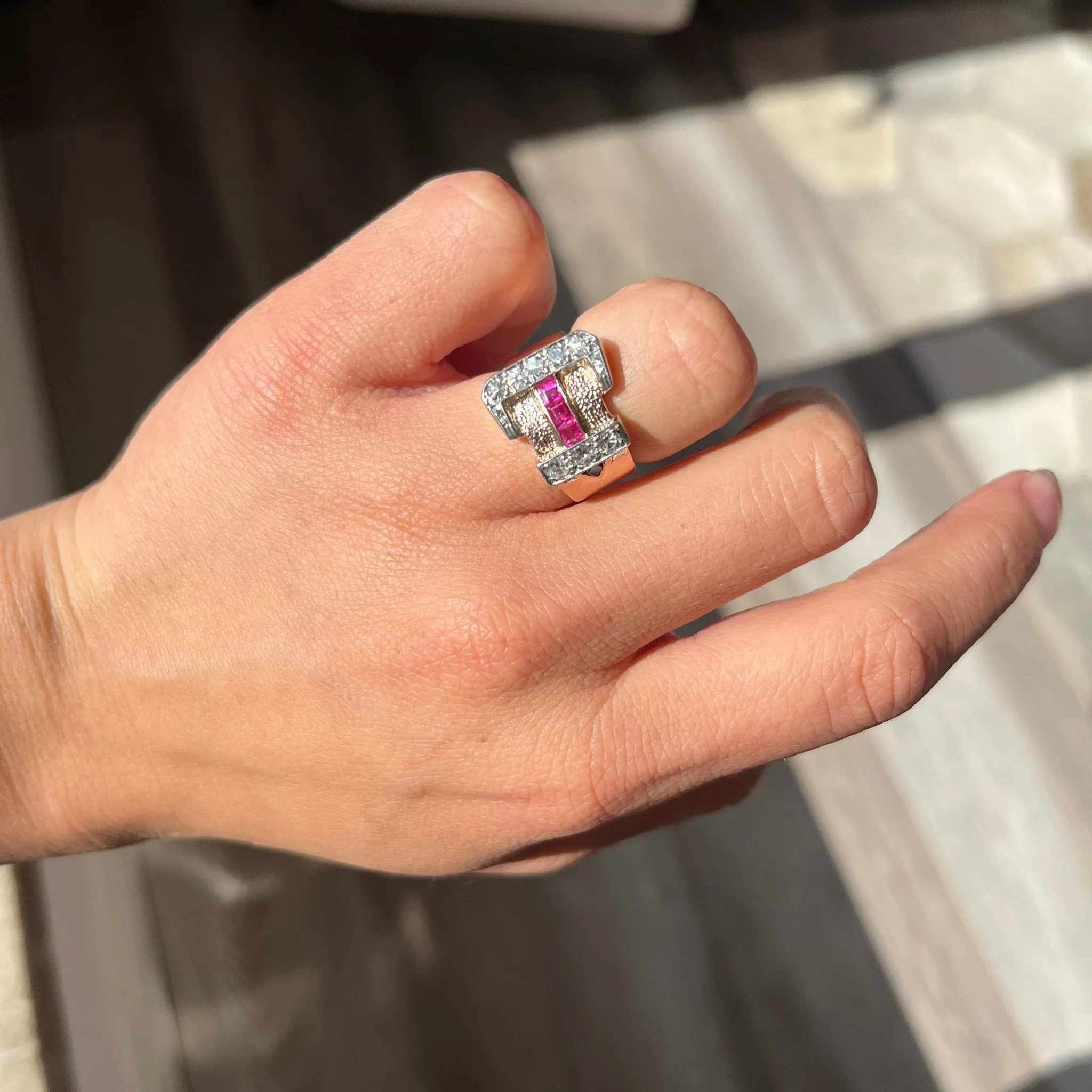 .97ctw Diamond & Ruby Buckle Ring
