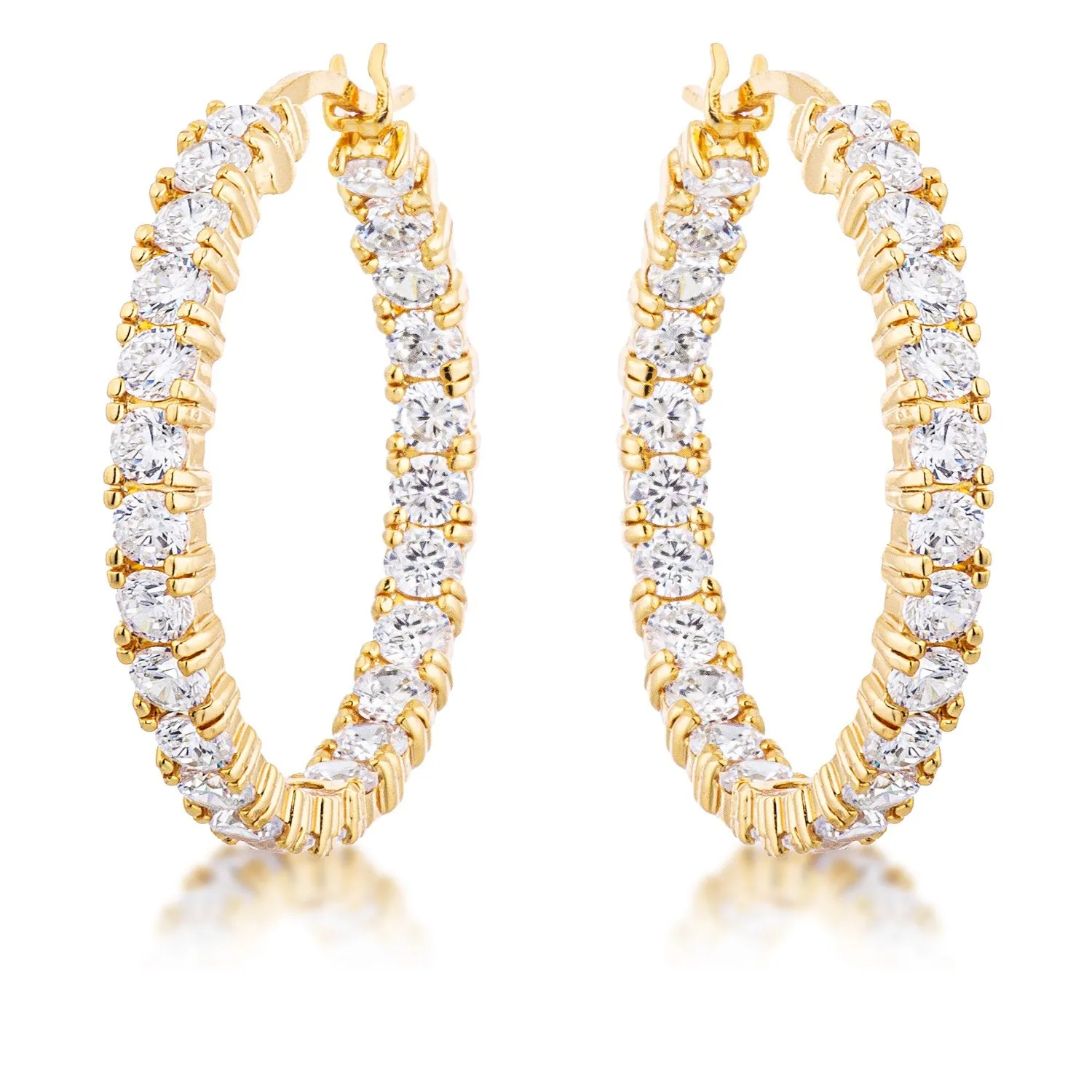 Abella Round CZ Eternity Hoop Earrings | 1.5 in