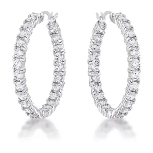 Abella Round CZ Eternity Hoop Earrings | 1.5 in