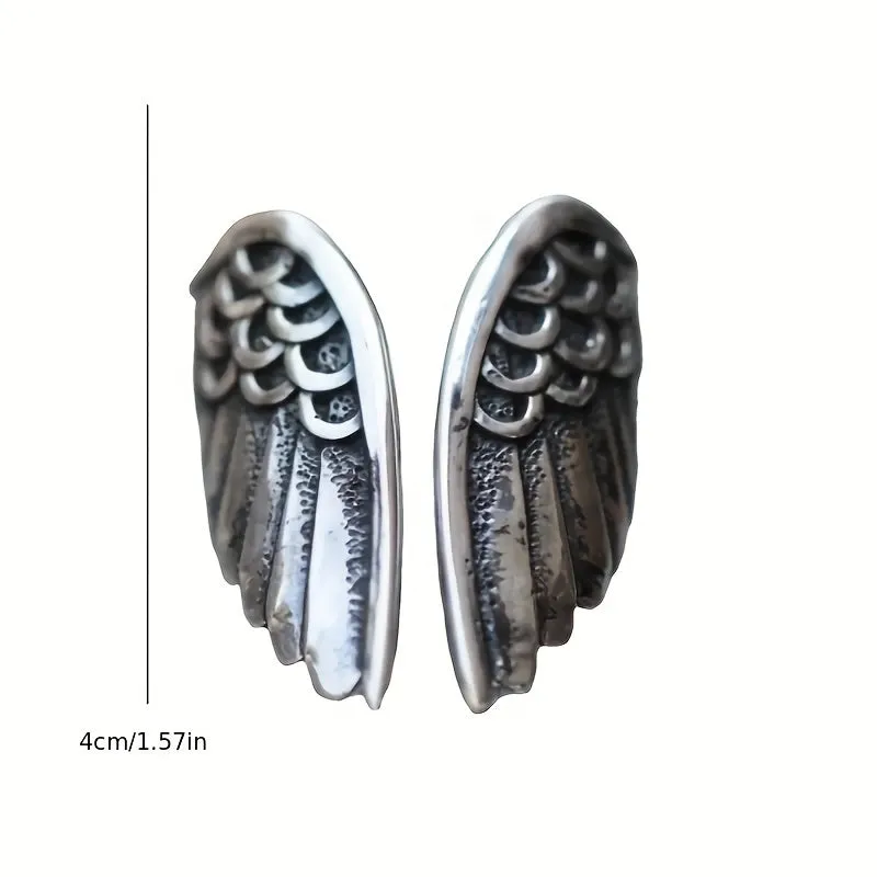 Alloy Dyed Open Ring Retro Angel Wings Ring For Men