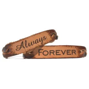 Always & Forever Braided Leather Couples Bracelet Set