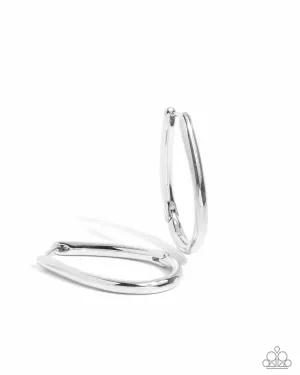 Angelic Avenue - Silver - High-Sheen Paparazzi Hinge Hoop Earrings
