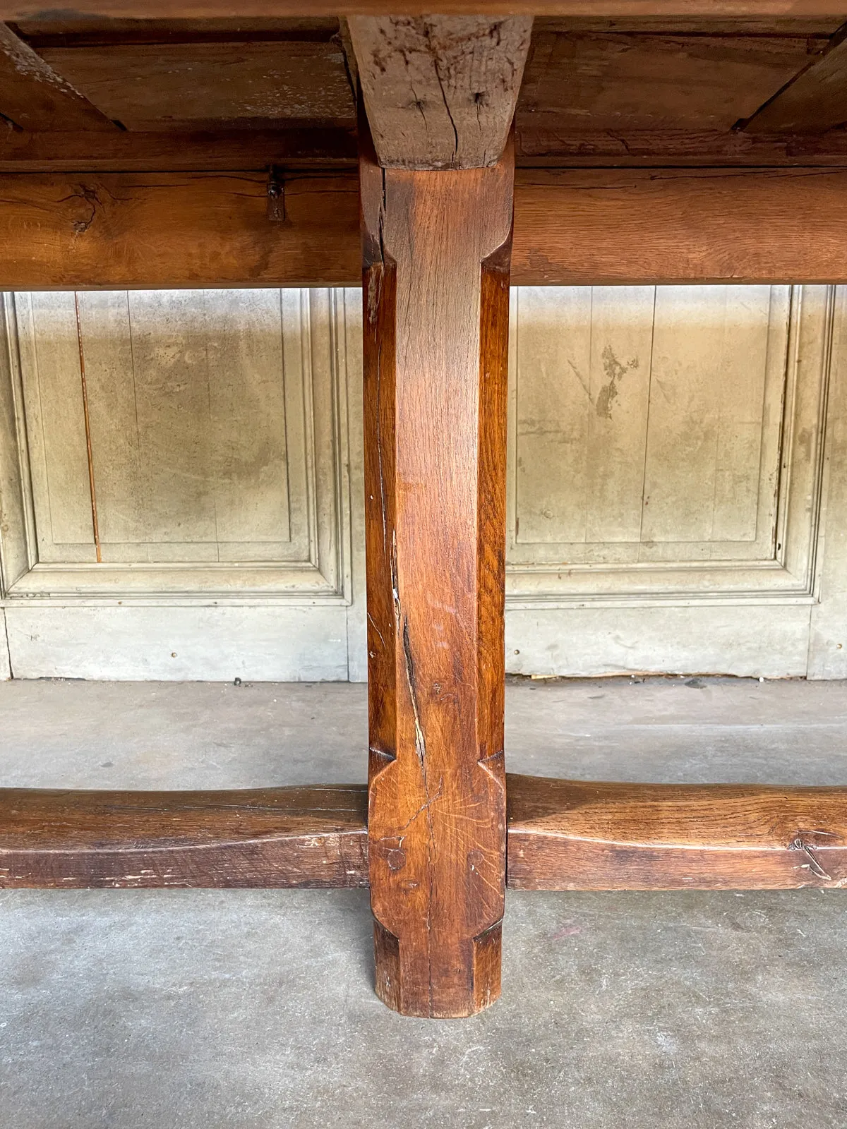 Antique French Oak Farm Table with Drawer & Extension