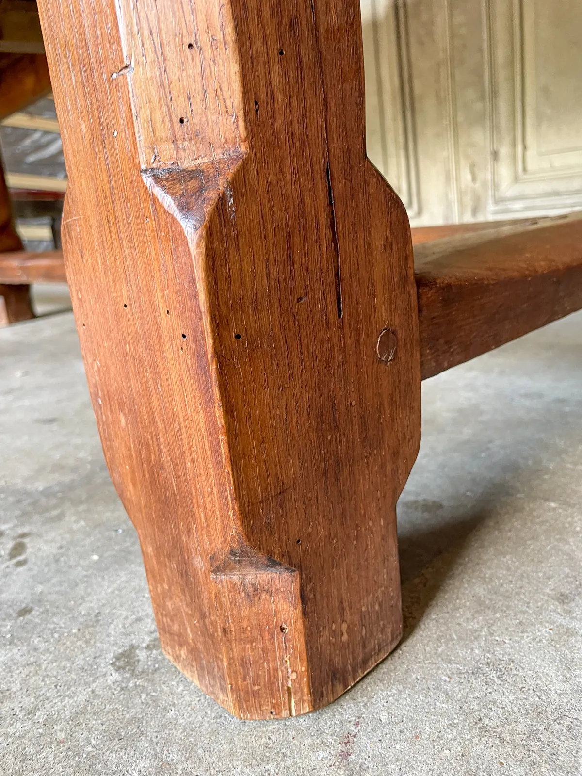 Antique French Oak Farm Table with Drawer & Extension