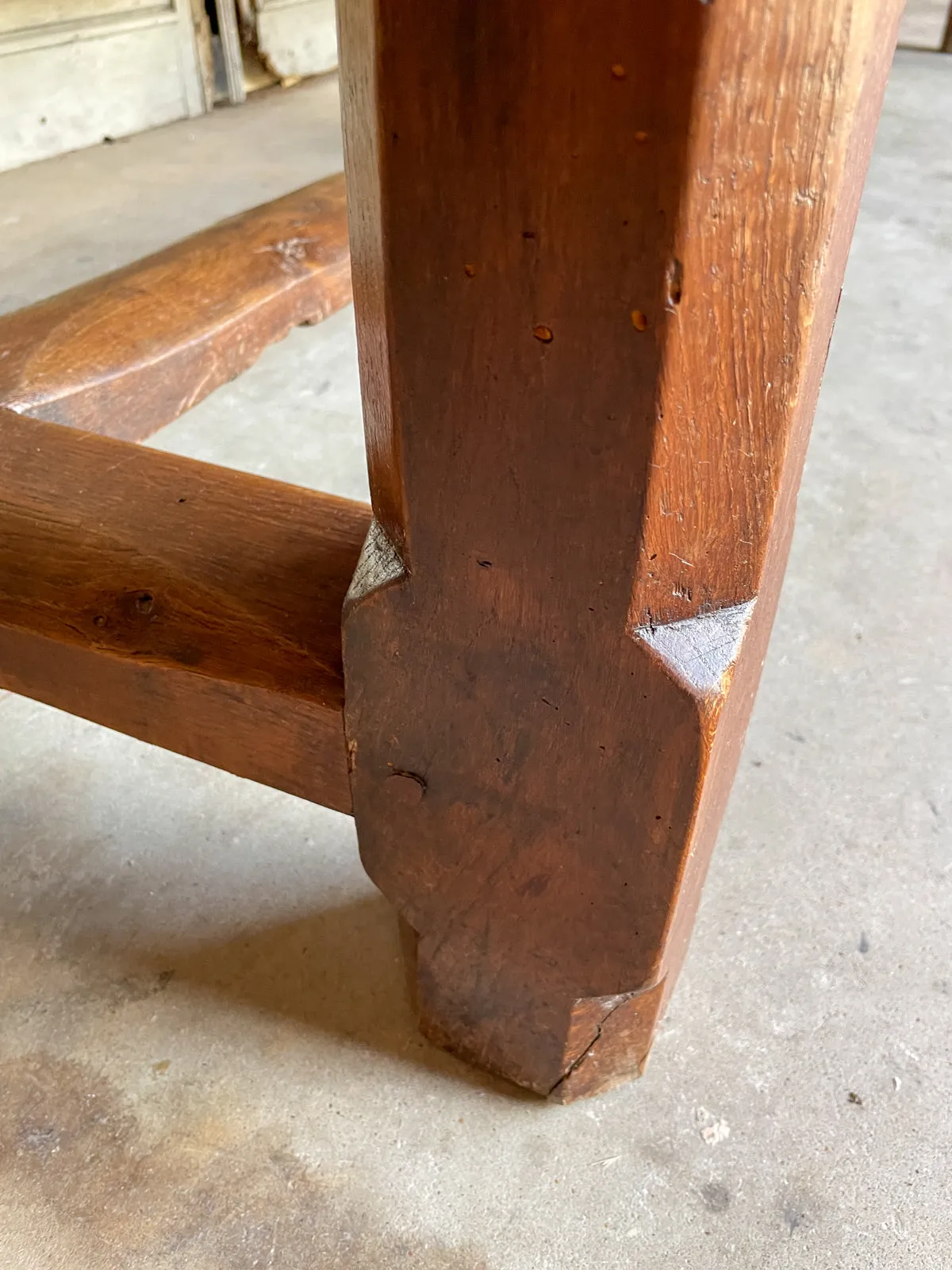 Antique French Oak Farm Table with Drawer & Extension