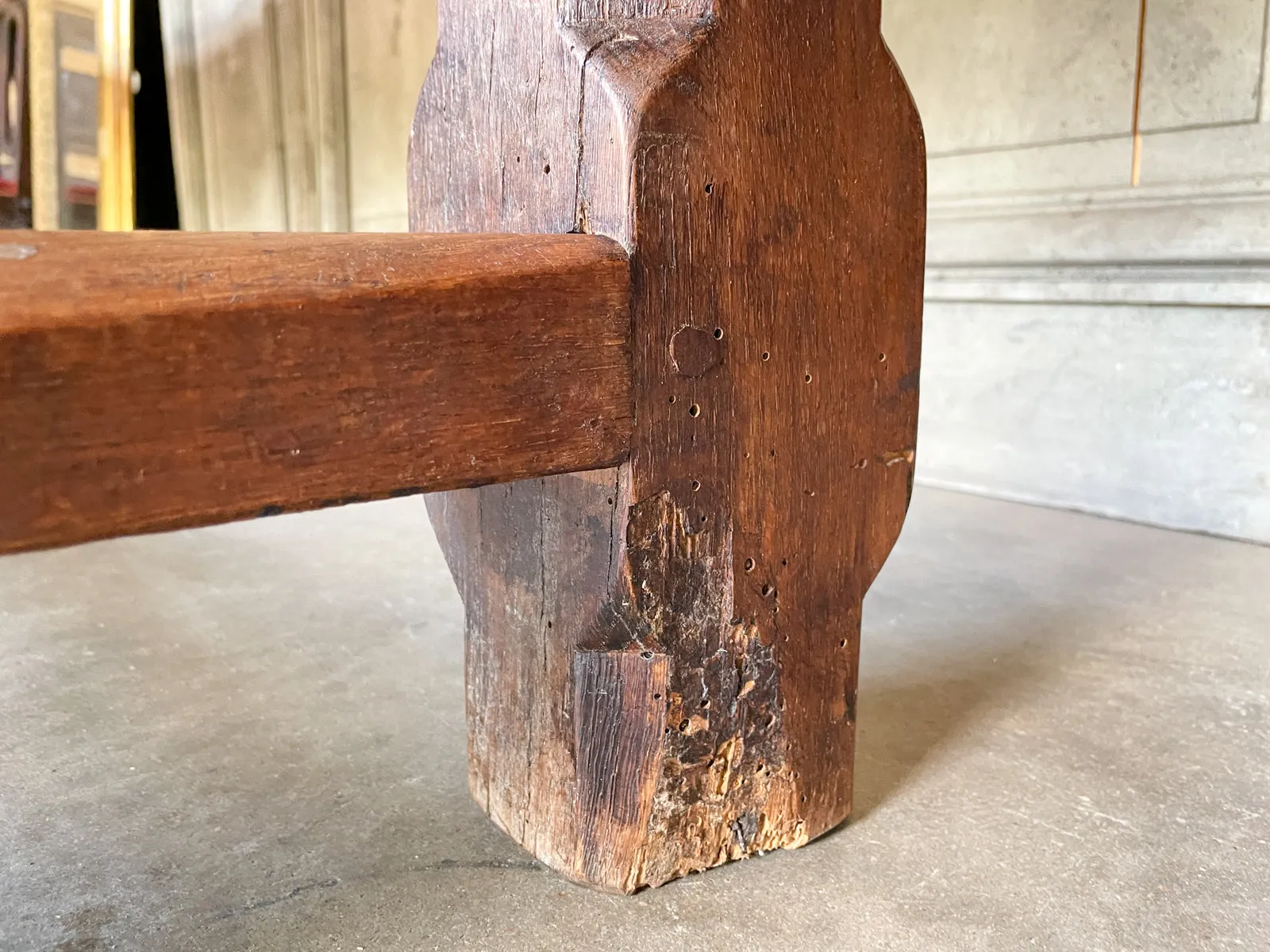 Antique French Oak Farm Table with Drawer & Extension