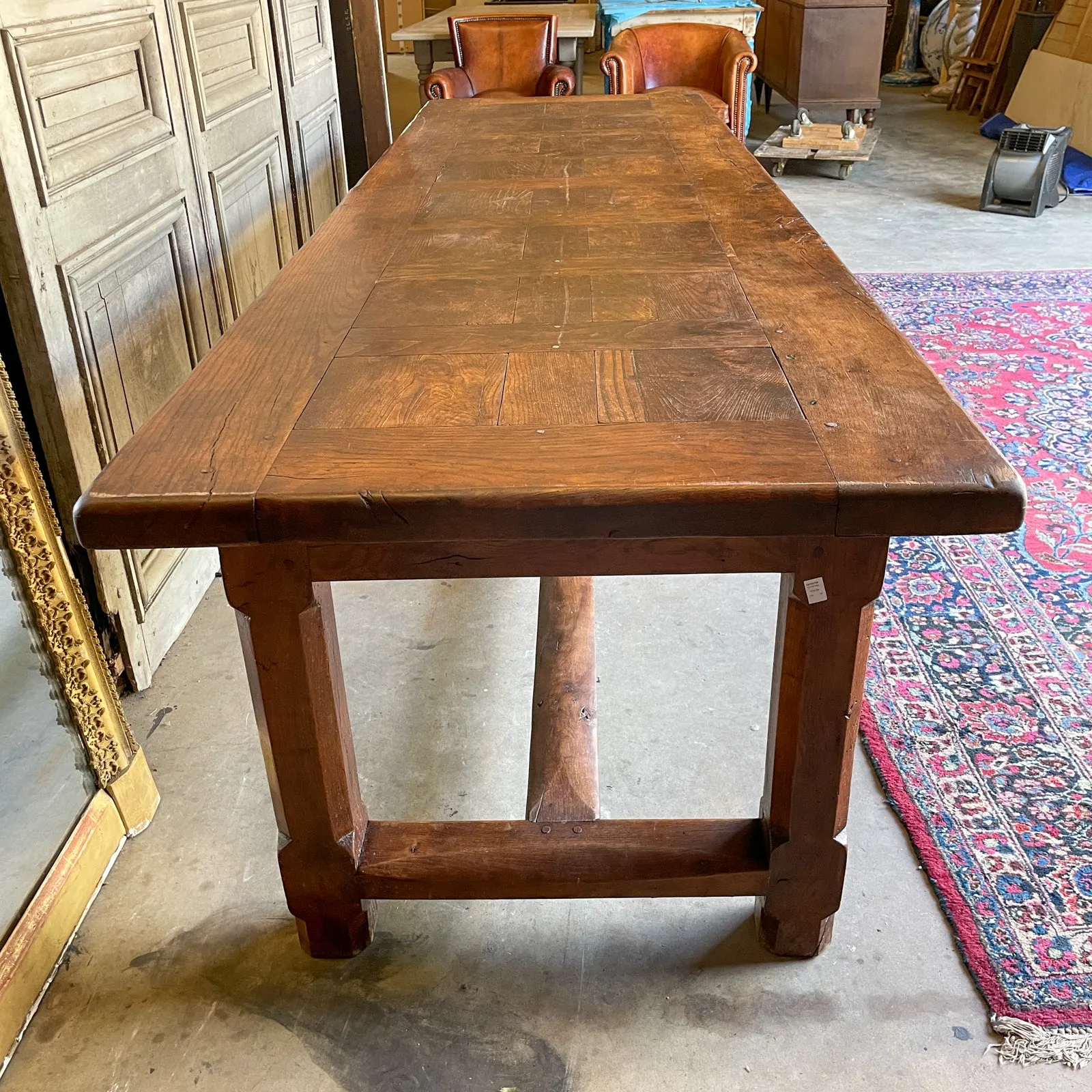 Antique French Oak Farm Table with Drawer & Extension