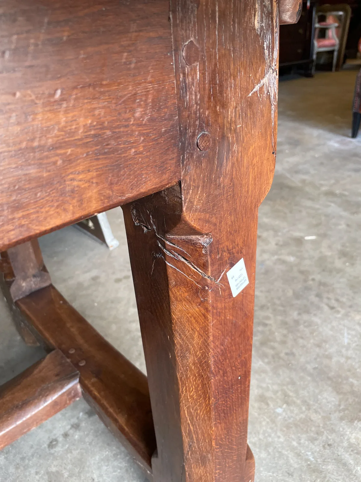 Antique French Oak Farm Table with Drawer & Extension