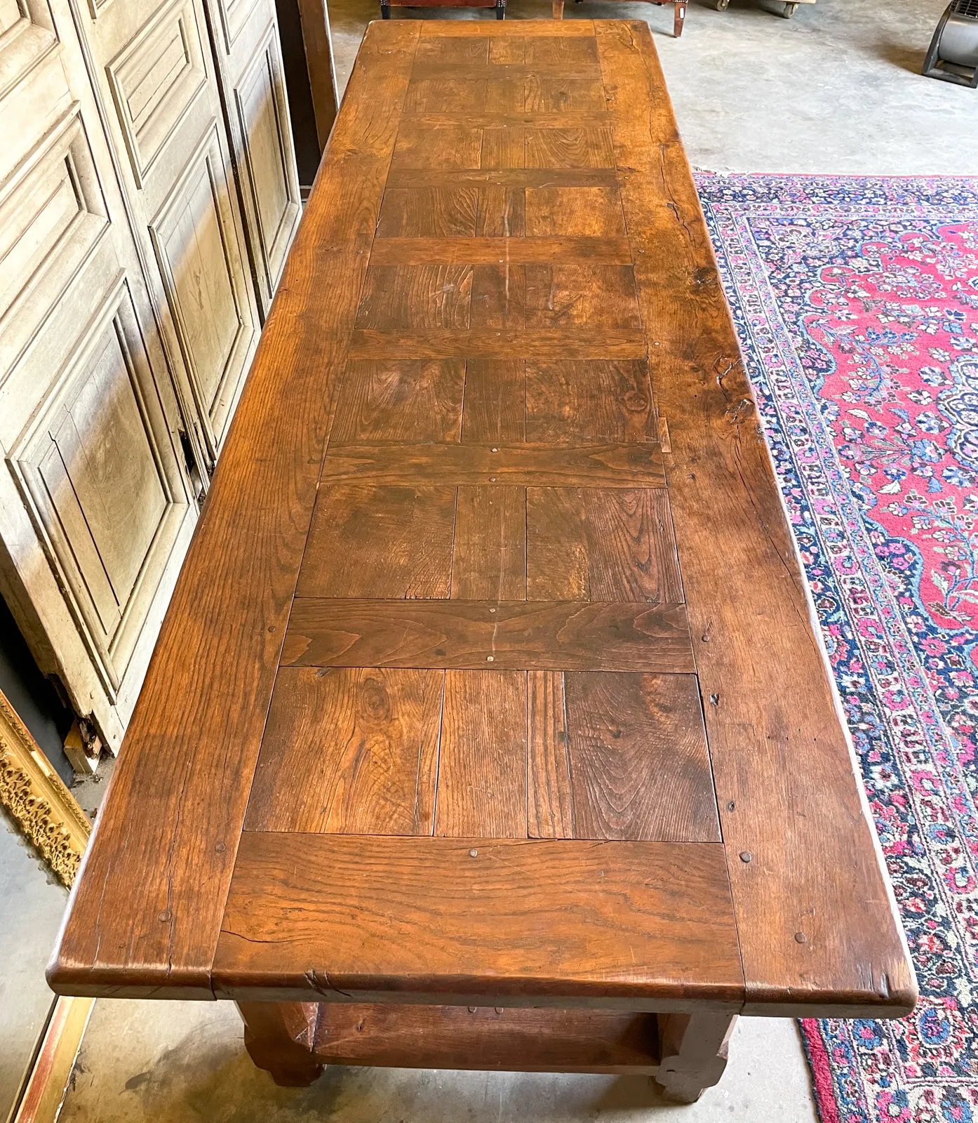 Antique French Oak Farm Table with Drawer & Extension
