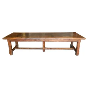 Antique French Oak Farm Table with Drawer & Extension
