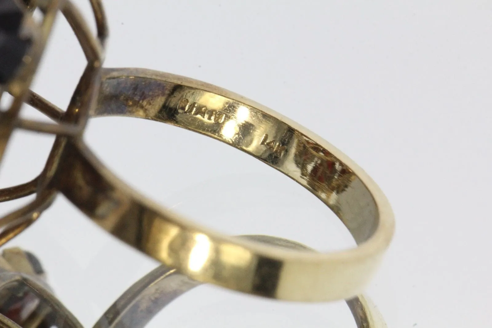 Antique Siam Chunky 14K Gold & Garnet Blooming Cocktail Ring 11 Carats Total
