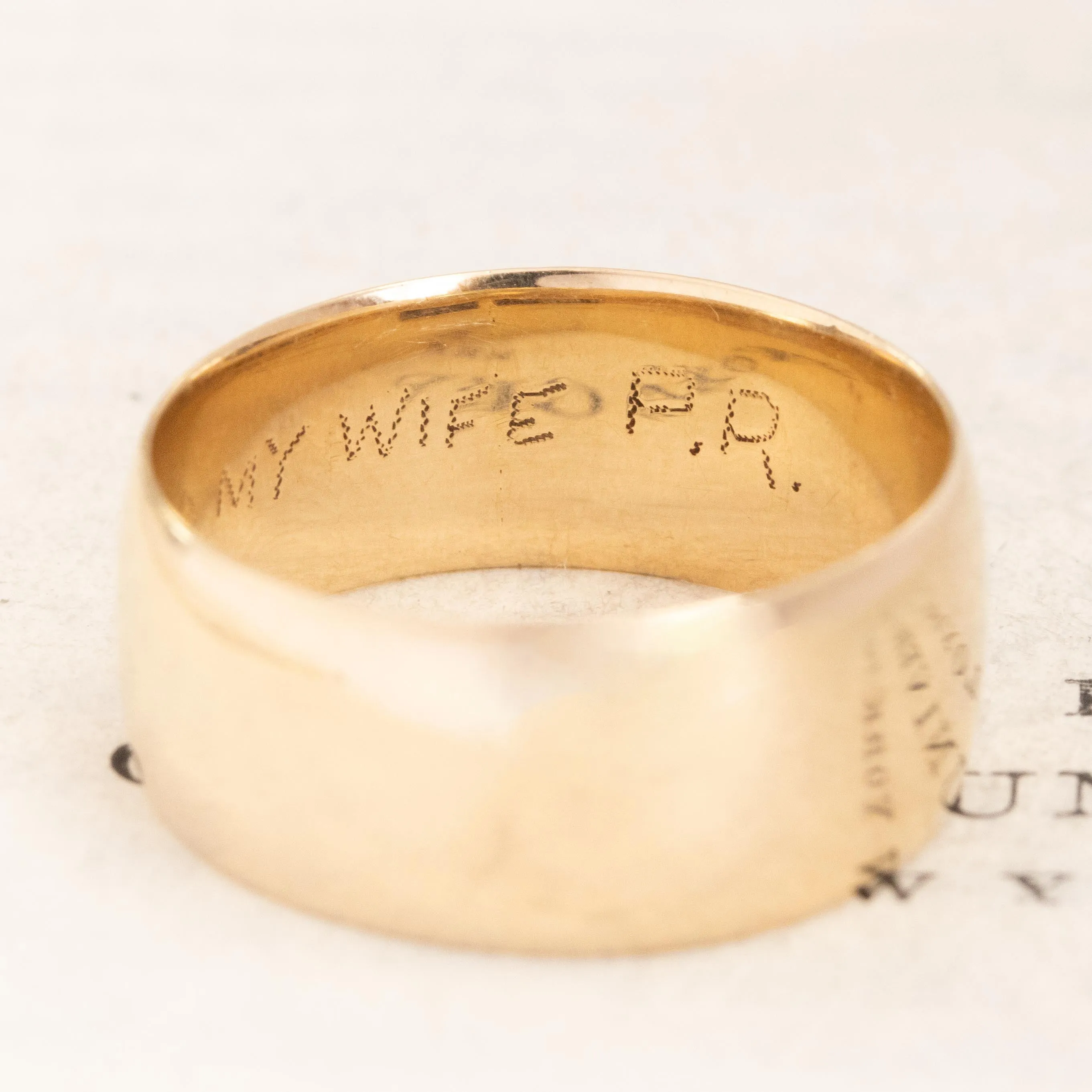 Antique Yellow Gold Wide Band 7.7mm
