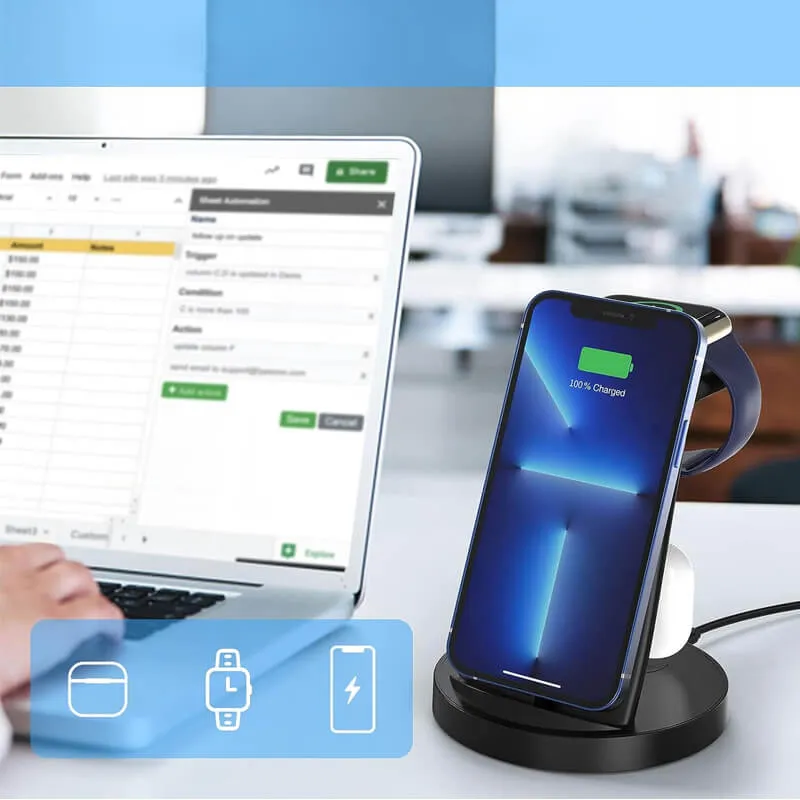 Apple Samsung 3in1  Wireless Quick Charging Stand