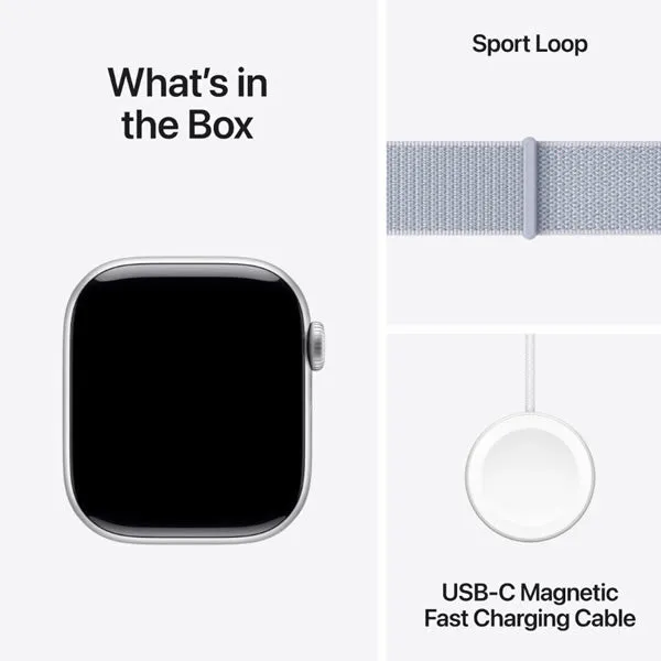 Apple Watch Series 10 GPS 46mm Silver Aluminium Case with Blue Cloud Sport Loop