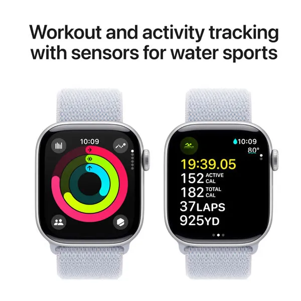 Apple Watch Series 10 GPS 46mm Silver Aluminium Case with Blue Cloud Sport Loop