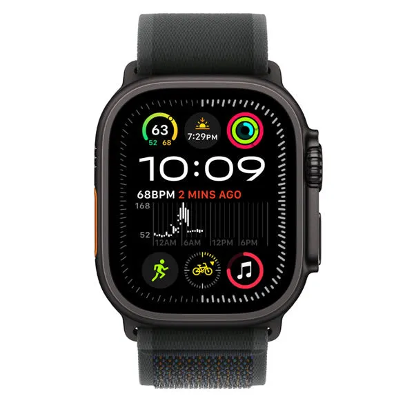 Apple Watch Ultra 2 49mm Black Titanium Case with Black Trail Loop - M/L