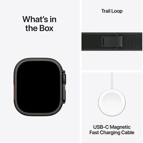 Apple Watch Ultra 2 49mm Black Titanium Case with Black Trail Loop - M/L