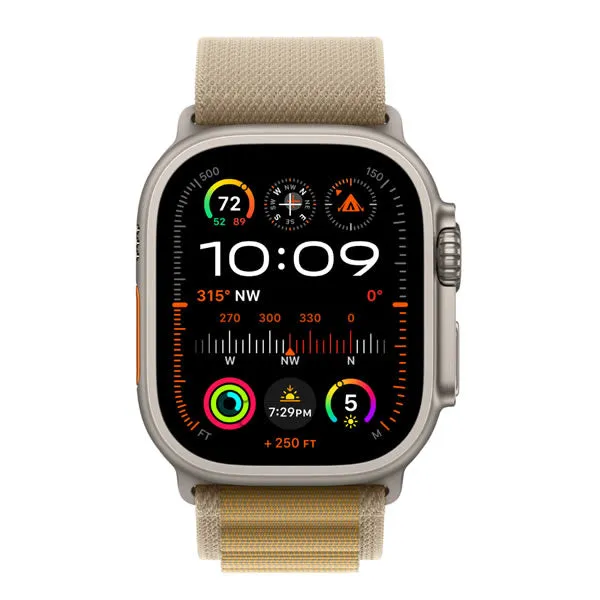 Apple Watch Ultra 2 GPS   Cellular 49mm Natural Titanium Case with Tan Alpine Loop - Large