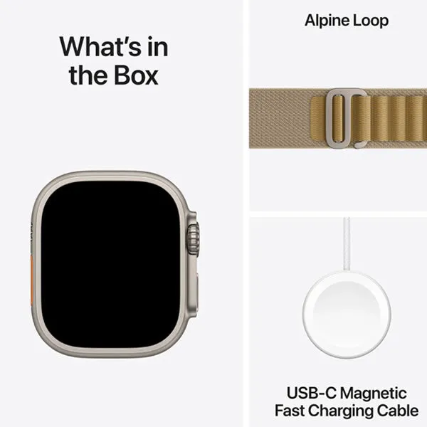 Apple Watch Ultra 2 GPS   Cellular 49mm Natural Titanium Case with Tan Alpine Loop - Large